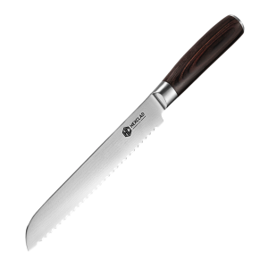 Damascus Steel Serrated Bread Knife, 8" (Espresso)