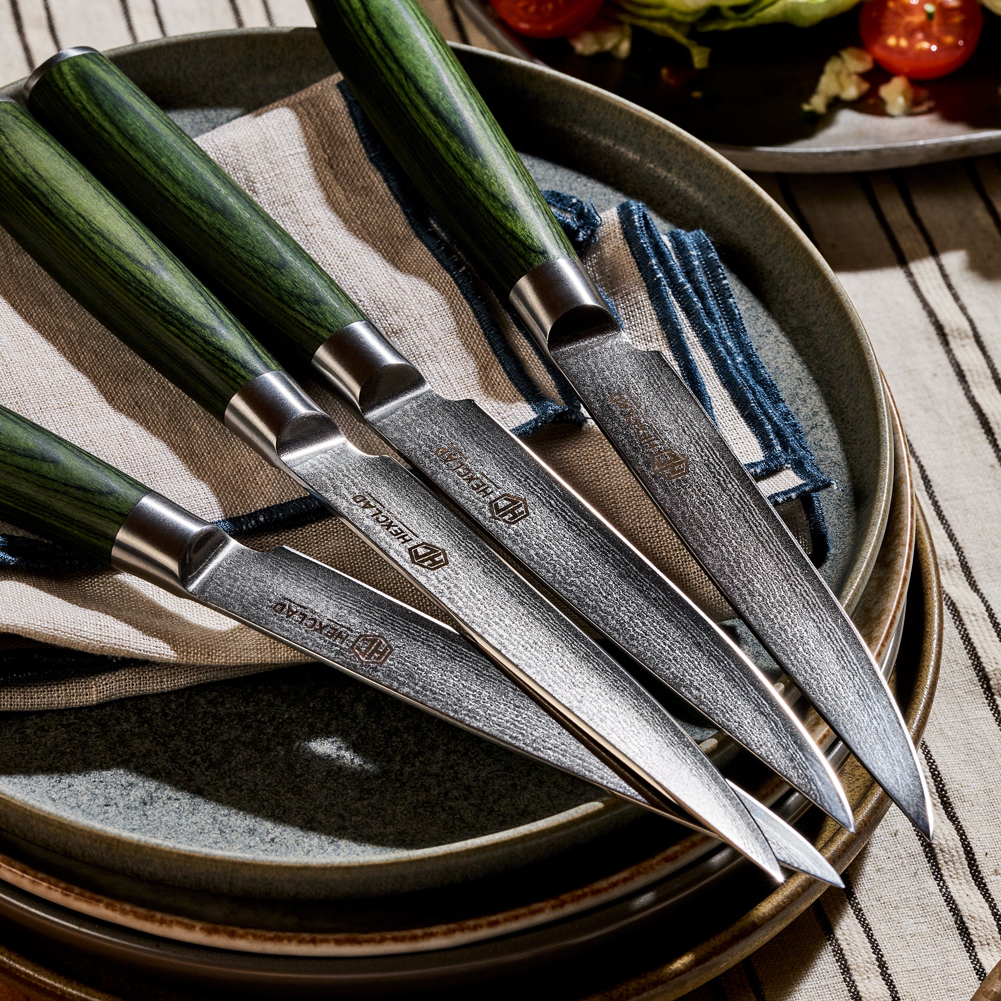 Damascus Steel Steak Knife Set, 4-pc (Green) - Image 6