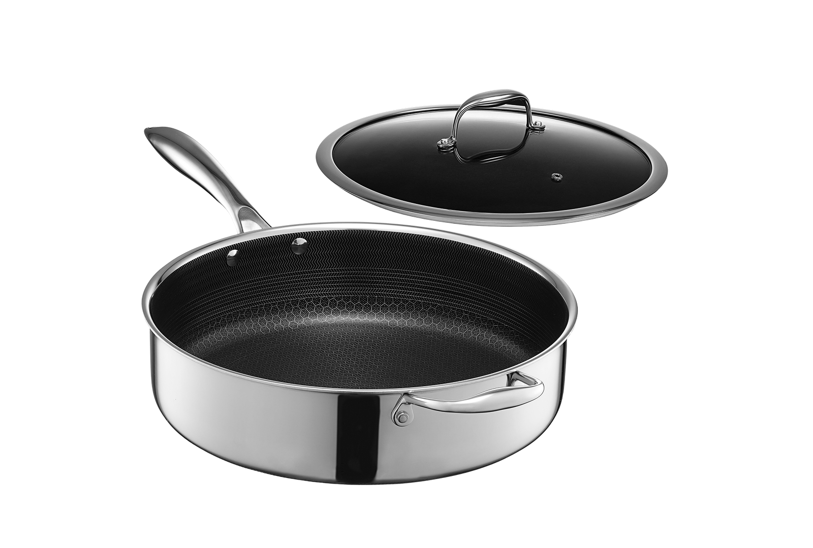 Hybrid Deep Sauté Pan with Lid, 5.5-Qt